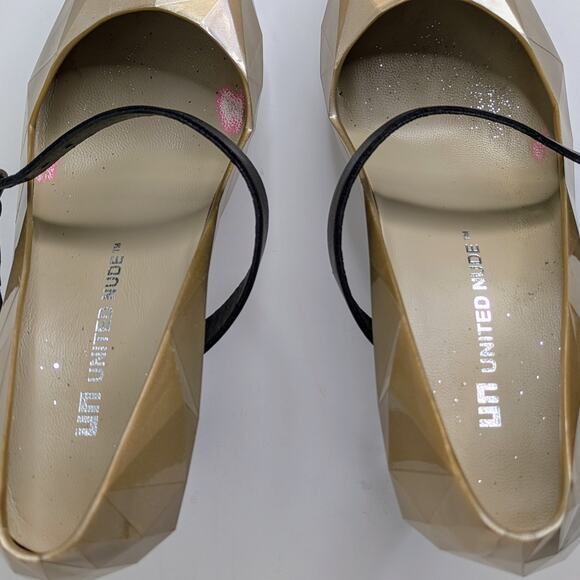 United Nude Shoes Lo Res Pump Womens EU 37 Rose Glitter Black Strap Heels - Picture 11 of 16